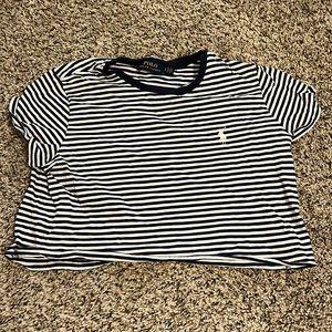 Polo Ralph Lauren cropped short sleeve navy and white stripes